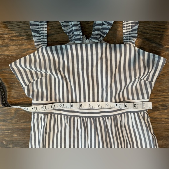 Madewell flutter strap grey white stripe sun dress cotton viscose 4 Small flounc - Picture 7 of 15
